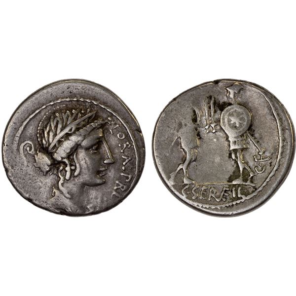 ROMAN REPUBLIC: C. Servilius, AR denarius (4.05g), Rome, 57 BC, VF
