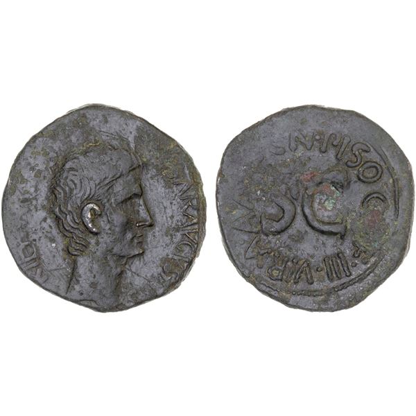 ROMAN EMPIRE: Augustus, 27 BC-14 AD, AE as (10.89g), Rome, 15 BC, VF