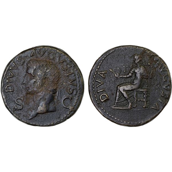 ROMAN EMPIRE: Divus Augustus, died 14 AD, AE dupondius (15.85g), Rome, 41-50 AD, VF