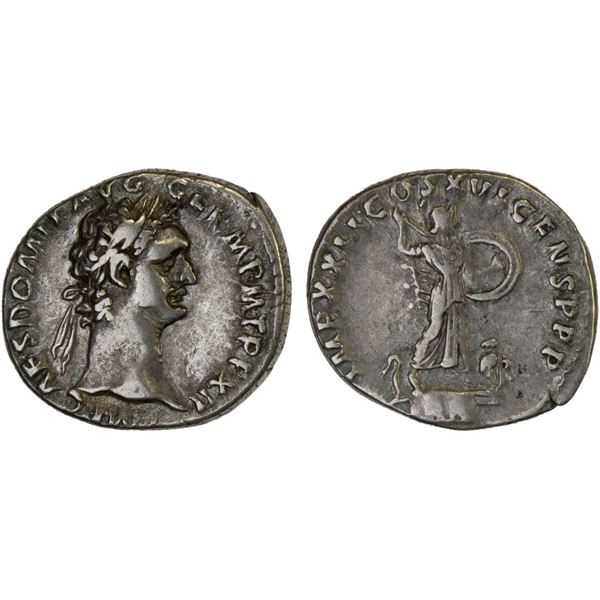 ROMAN EMPIRE: Domitian, 81-96 AD, AR denarius (3.54g), Rome, 92-93 AD, VF