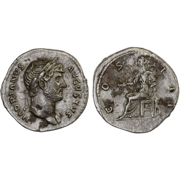 ROMAN EMPIRE: Hadrian, 117-138 AD, AR denarius (3.08g), Rome, 124-125 AD, VF
