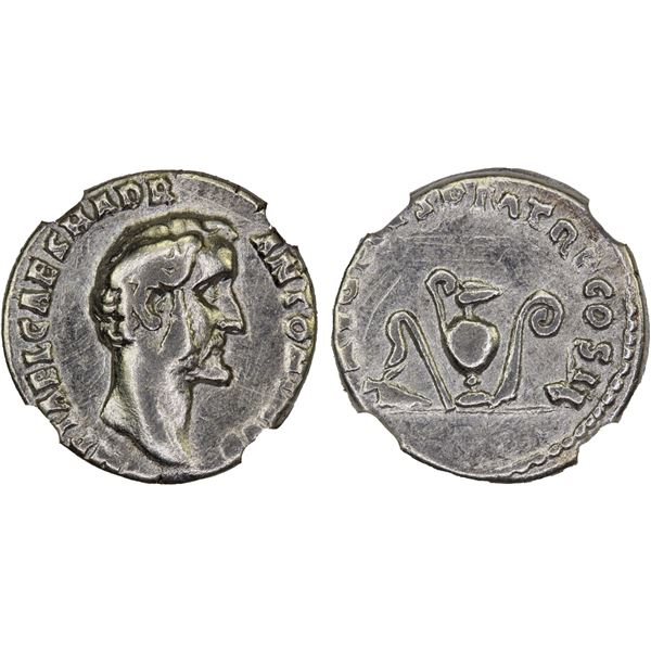 ROMAN EMPIRE: Antoninus Pius, 138-161 AD, AR denarius, Rome, 139 AD, NGC Fine