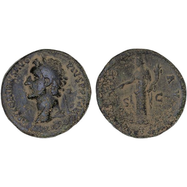 ROMAN EMPIRE: Antoninus Pius, 138-161 AD, AE sestertius (23.18g), Rome, 140-144 AD, Fine