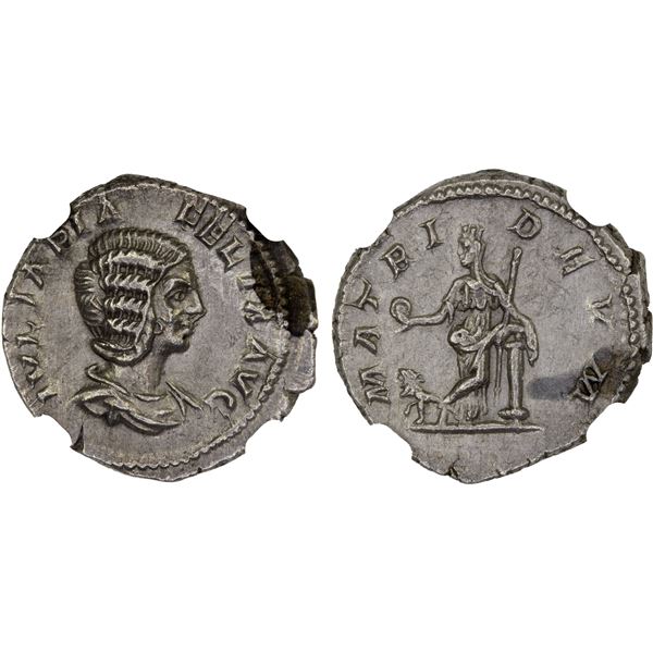 ROMAN EMPIRE: Julia Domna, augusta, 193-211 AD, AR denarius, Rome, 211-217 AD, NGC AU