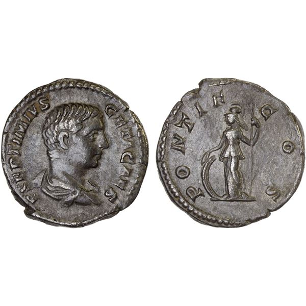 ROMAN EMPIRE: Geta, as caesar, 198-209 AD, AR denarius (2.88g), Rome, 203-208 AD, VF