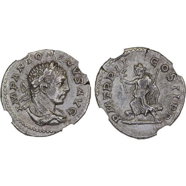ROMAN EMPIRE: Elagabalus, 218-222 AD, AR denarius, Rome, 219 AD, NGC AU