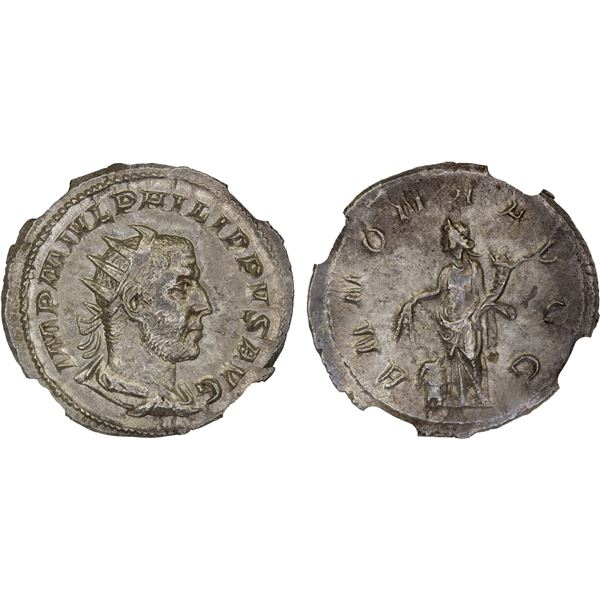 ROMAN EMPIRE: Philip I, 244-249 AD, AR antoninianus, Rome, 244-247 AD, NGC Choice AU