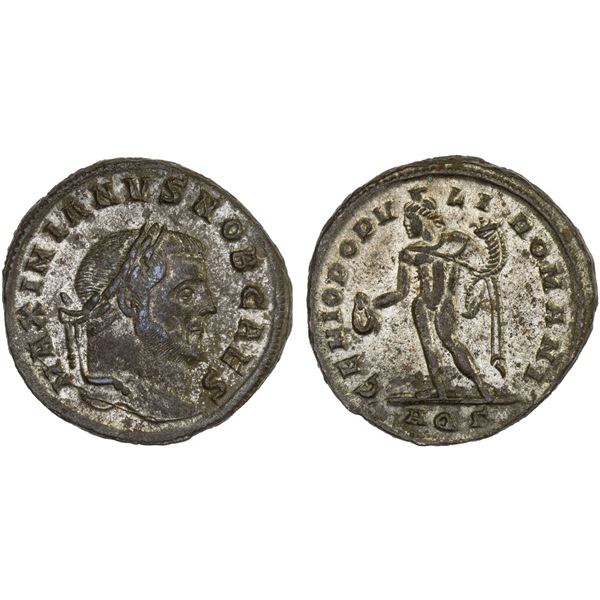 ROMAN EMPIRE: Maximian, 286-305 AD, silvered AE follis (10.10g), Aquileia, 297-298 AD, VF-XF