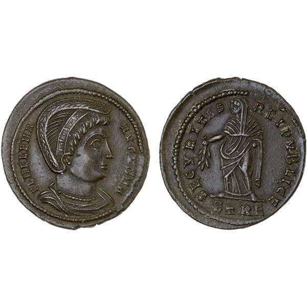 ROMAN EMPIRE: Helena, augusta, 324-330 AD, AE19 (3.04g), Trier, 327-328 AD, Choice XF