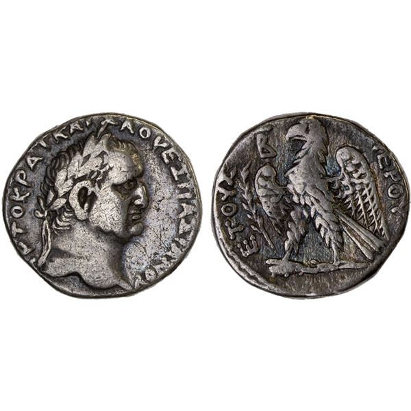 ROMAN PROVINCIAL, SYRIA: Antioch, Vespasian, 69-79 AD, AR tetradrachm (14.47g), year 2 (69/70 AD), V