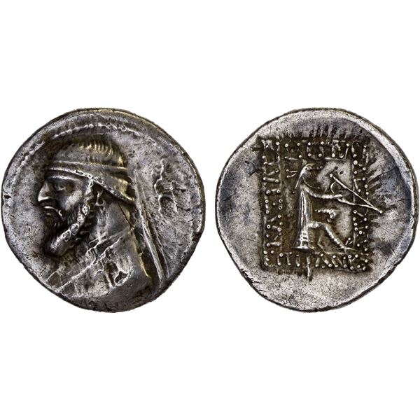 PARTHIAN KINGDOM: Mithradates II, ca. 123-88 BC, AR drachm (3.91g), Rhagai, VF