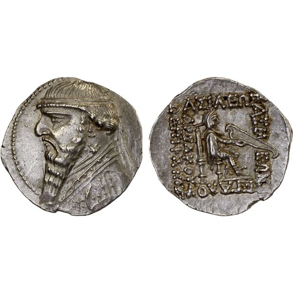 PARTHIAN KINGDOM: Mithradates II, ca. 123-88 BC, AR drachm (4.26g), Rhagai, XF