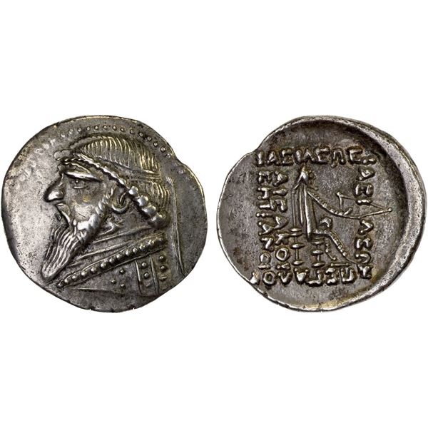 PARTHIAN KINGDOM: Mithradates II, ca. 123-88 BC, AR drachm (4.10g), Rhagai, Choice VF