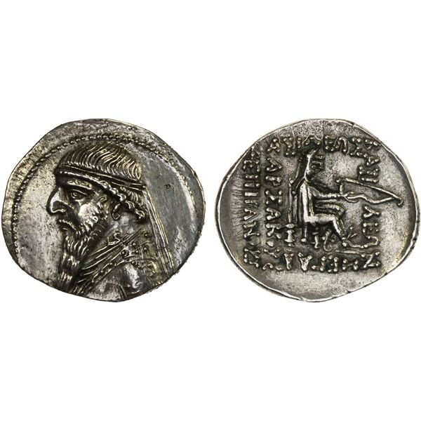 PARTHIAN KINGDOM: Mithradates II, ca. 123-88 BC, AR drachm (4.00g), Rhagai, Choice VF