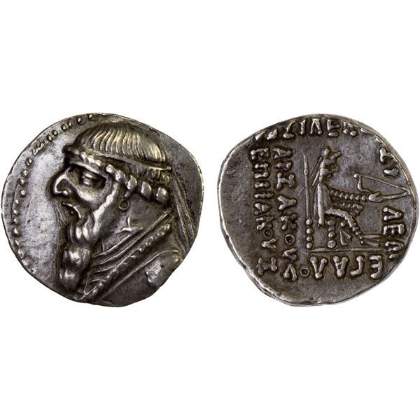 PARTHIAN KINGDOM: Mithradates II, ca. 123-88 BC, AR drachm (4.09g), Rhagai, Choice VF