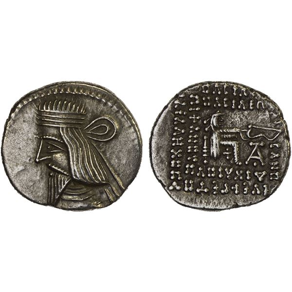PARTHIAN KINGDOM: Artabanos II, ca. 10-38 AD, AR drachm (3.65g), Ekbatana, Choice VF