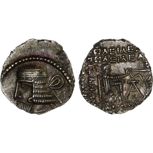PARTHIAN KINGDOM: Vologases I, ca. 51-78 AD, AR drachm (3.86g), Ekbatana, XF