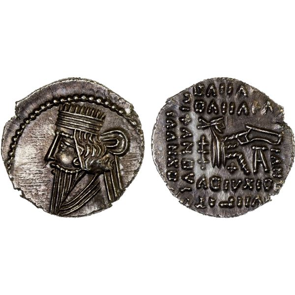 PARTHIAN KINGDOM: Vologases III, 105-147 AD, AR drachm (3.78g), Ekbatana, XF-AU
