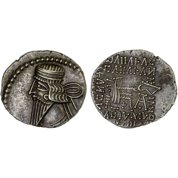 PARTHIAN KINGDOM: Vologases III, 105-147 AD, AR drachm (3.82g), Ekbatana, XF