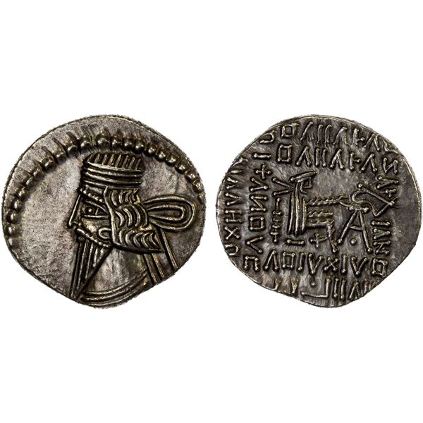 PARTHIAN KINGDOM: Vologases III, 105-147 AD, AR drachm (3.76g), Ekbatana, Choice XF