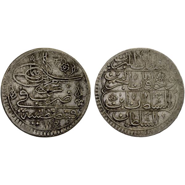 OTTOMAN TURKEY: Ahmad III, 1703-1730, AR 10 para (onluk) (6.47g), Kostantiniye, AH1115, VF-XF