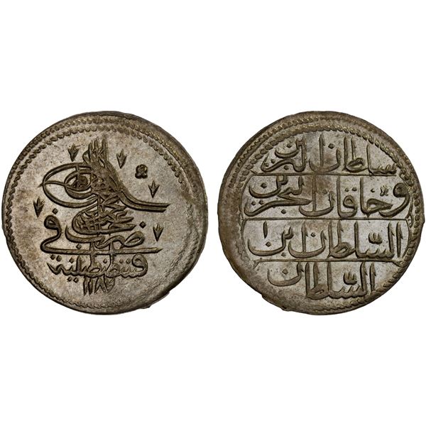 OTTOMAN TURKEY: Abdul Hamid I, 1774-1789, AR 10 para, Kostantiniye, AH1187 year 1, AU-UNC