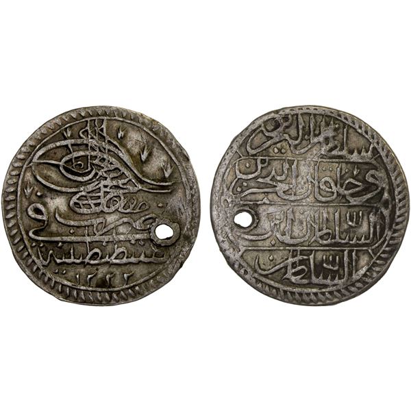 OTTOMAN TURKEY: Mustafa IV, 1807-1808, AR beshlik (5 para) (1.54g), Kostantiniye, AH1222 year 1, VF