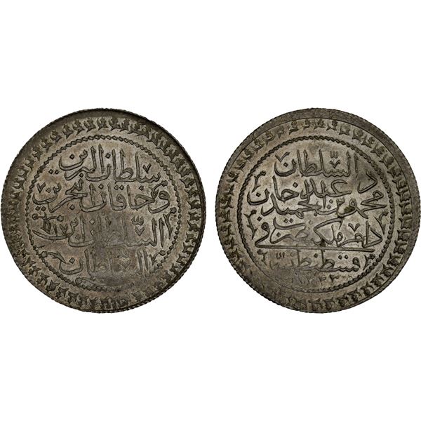 OTTOMAN TURKEY: Mahmud II, 1808-1839, AR 60 para, Kostantiniye, AH1223 year 17, Brilliant Unc