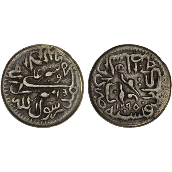 AFGHANISTAN: BARAKZAI: Sher 'Ali, 1863-1879, AR 1/2 rupee (4.53g), Kabul, AH1295, bold VF