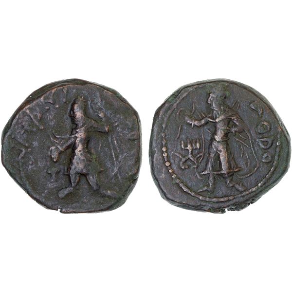 ANCIENT INDIA: KUSHAN: Kanishka I, 127-151, AE tetradrachm (17.62g), VF