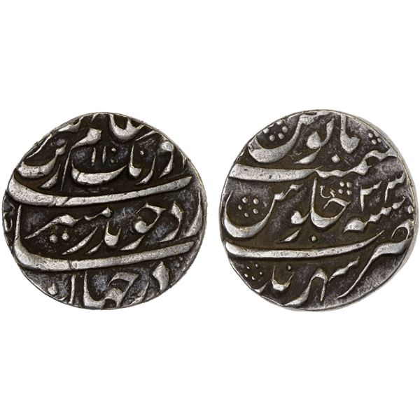 MUGHAL: Aurangzeb, 1658-1707, AR rupee (11.41g), Sahrind, AH1100 year 33, bold VF