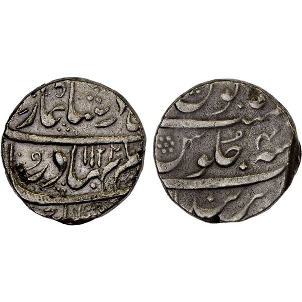 MUGHAL: Shah Alam Bahadur, 1707-1712, AR rupee (11.31g), Parenda, AH1122 year 4, pleasing VF