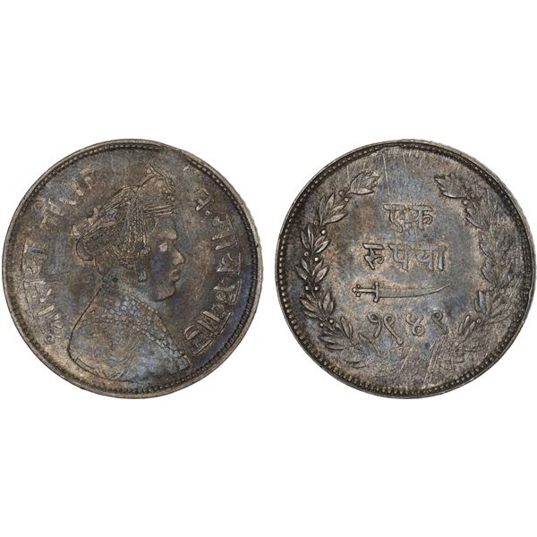 BARODA: Sayaji Rao III, 1875-1938, AR rupee, VS1949, VF