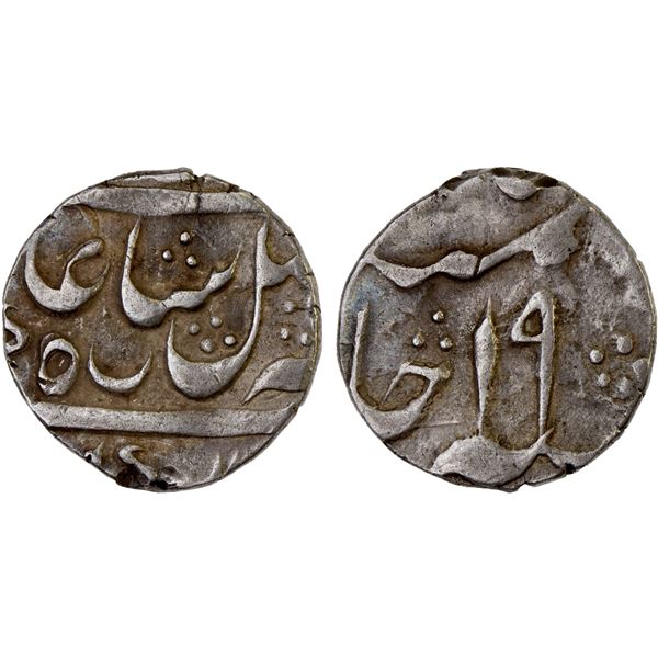 BENGAL PRESIDENCY: AR 1/4 rupee (2.88g), "Murshidabad", year 19 (frozen), Choice VF