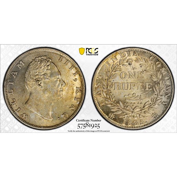 BRITISH INDIA: William IV, 1830-1837, AR rupee, 1835(c), PCGS MS62