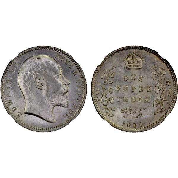 BRITISH INDIA: Edward VII, 1901-1910, AR rupee, 1906(c), NGC MS62