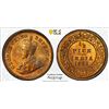 Image 1 : BRITISH INDIA: George V, 1910-1936, AE 1/2 pice, 1921(c), PCGS MS65 RB