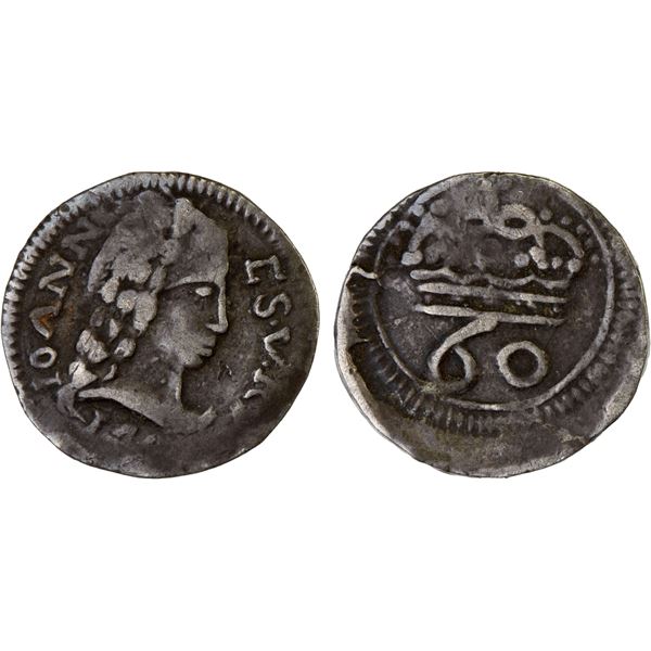 PORTUGUESE INDIA: GOA: João IV, 1640-1656, AR 60 reis (1.17g), 174x, VF