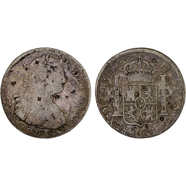 CHINA: CHOPMARKED COINS: PERU: Carlos IV, 1788-1808, AR 8 reales, 1798-LIMAE, VG-F