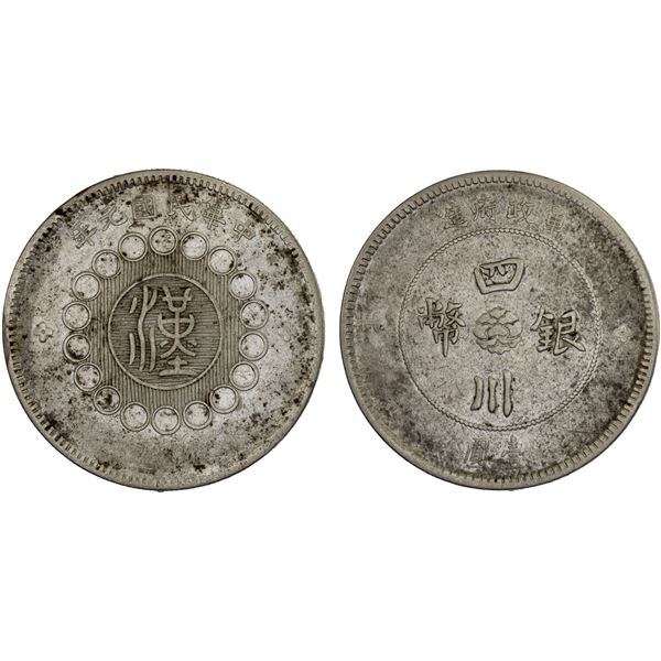 SZECHUAN: Republic, AR dollar, year 1 (1912), VF-XF