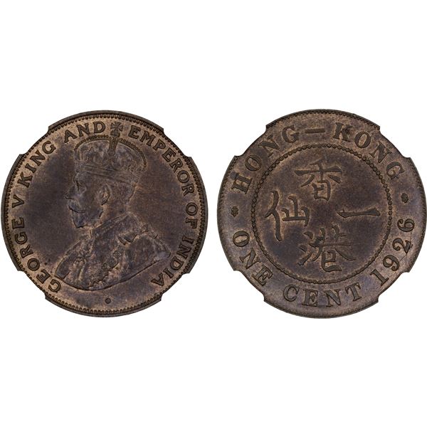 HONG KONG: George V, 1910-1936, AE cent, 1926, NGC MS63 BN