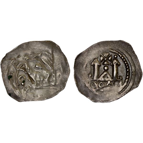 AUSTRIA: SALZBURG: Adalbert II of Bohemia, 1168-1200, AR pfennig (1.28g), Friesach, XF