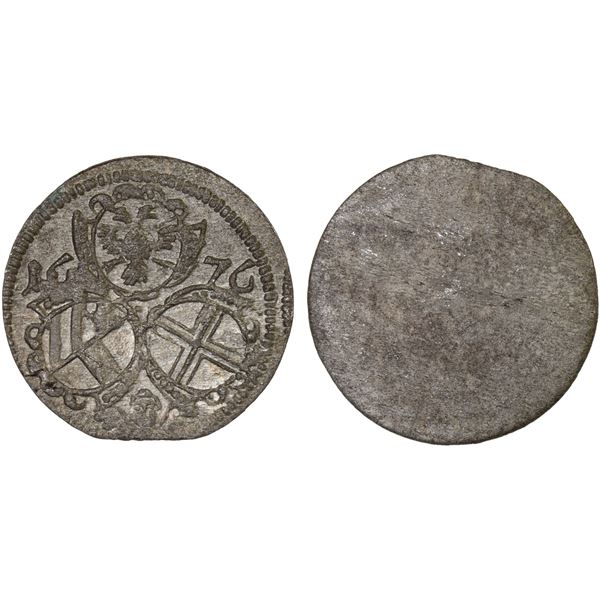 AUSTRIA: Leopold I, 1657-1705, AR pfennig (0.48g), Vienna, 1676, AU