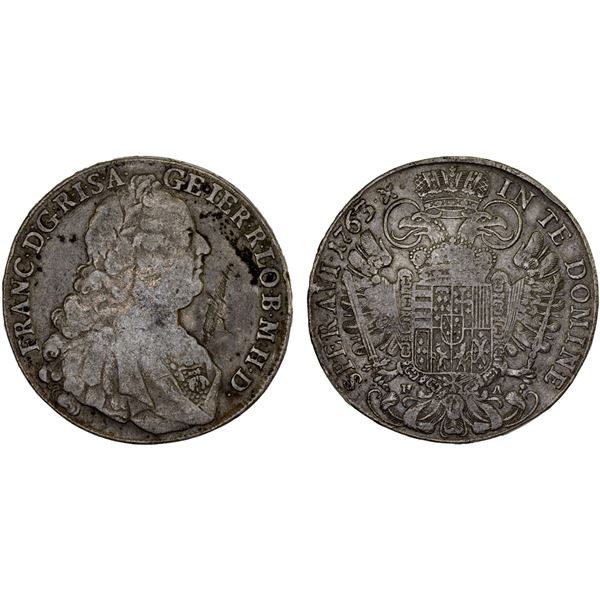 AUSTRIA: Franz I, 1745-1765, AR thaler, Hall, 1763, F-VF