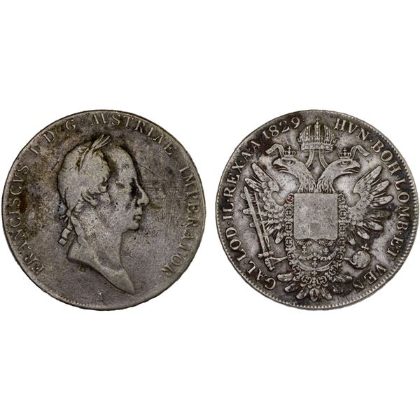 AUSTRIA: Franz I, 1804-1835, AR thaler, 1829-A, Fine