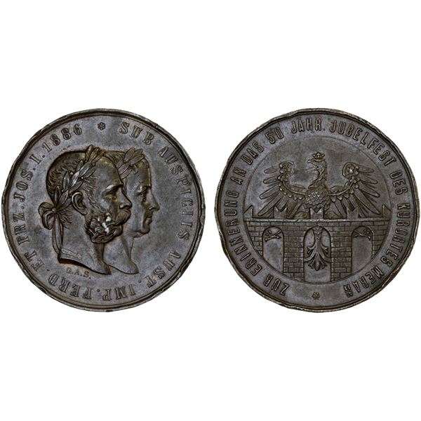 AUSTRIA: Franz Joseph I, 1848-1916, AE medal (21.74g), 1886, XF