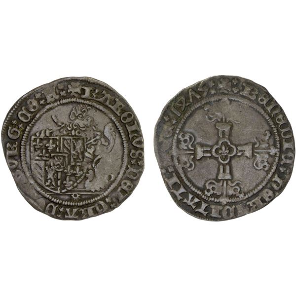 BELGIUM: Flanders: Charles the Rash, 1467-1477, AR briquet (2.85g), Bruges, 1475, VF