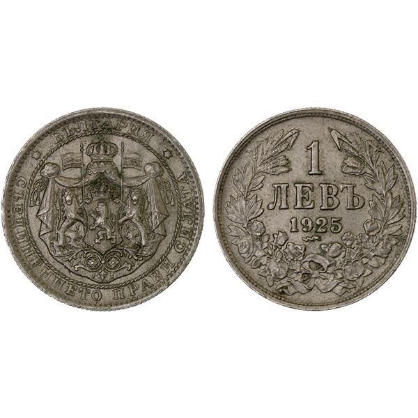 BULGARIA: Boris III, 1918-1943, lev, Poissy, 1925(p), XF-AU