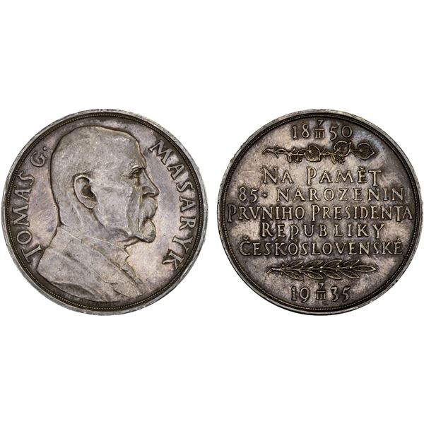 CZECHOSLOVAKIA: Republic, AR medal (15.01g), 1935, XF
