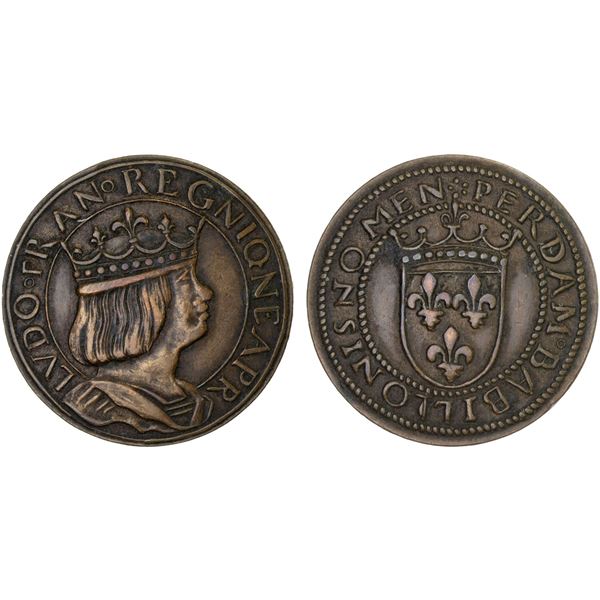 FRANCE: Republic, AE medalet (8.01g), Paris, ND (1880), Choice XF